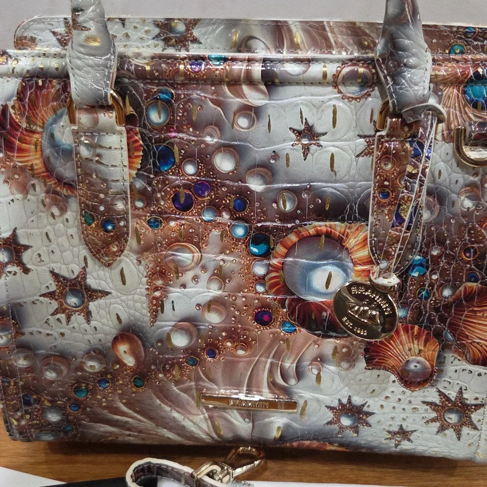 💛▪️Brahmin ▪️Cami Sea Jewel Melbourne Leather Satchel Shoulder Bag - Picture 11 of 14